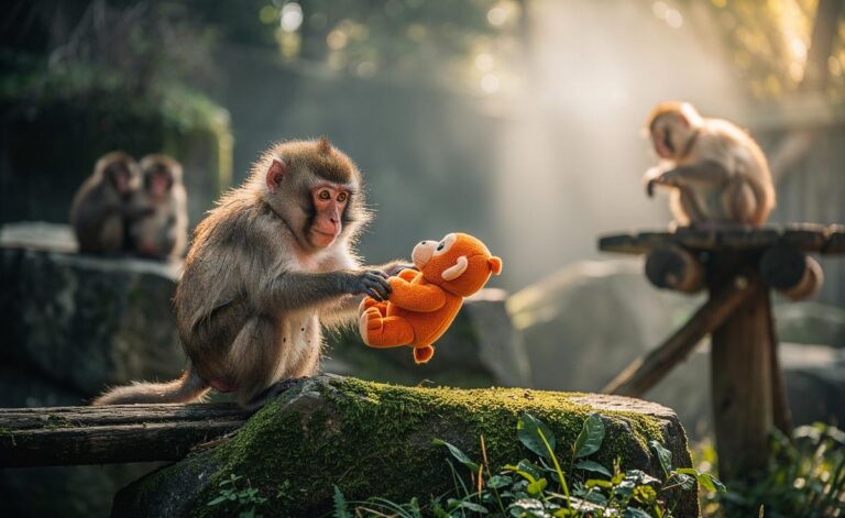 Illustration of Punch, a young Japanese macaque at Ichikawa City Zoo, Japan